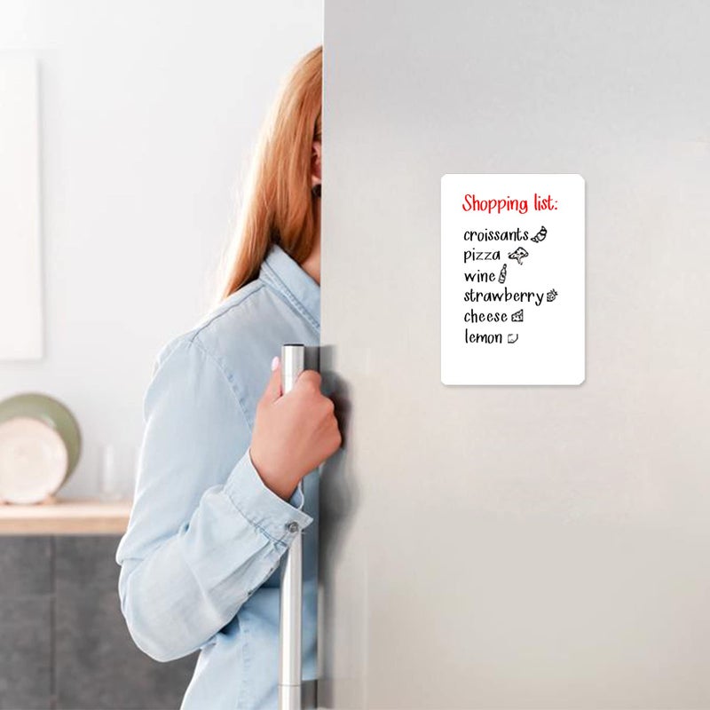 JUZARI Small Magnetic Whiteboard for Fridge 5.5x8 in - Dry Erase Board for Refrigerator - Small Magnetic List for Frig - Magnetic White Board Sheet - Fridge List Magnet - Magnetic Grocery Shoping List - Image 4